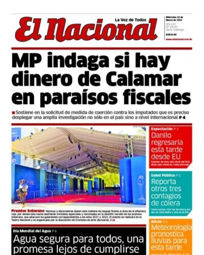 Portada Periódico El Nacional, Miércoles 22 Marzo, 2023