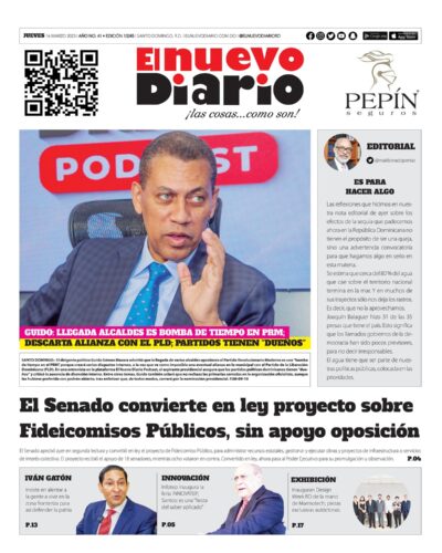 Portada Periódico El Nuevo Diario, Jueves 16 Marzo, 2023