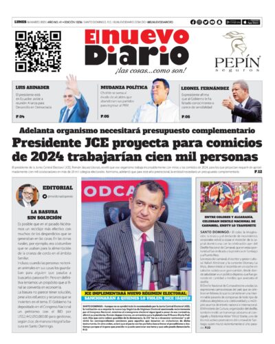 Portada Periódico El Nuevo Diario, Lunes 06 Marzo, 2023