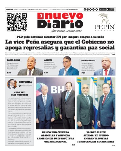 Portada Periódico El Nuevo Diario, Martes 28 Marzo, 2023