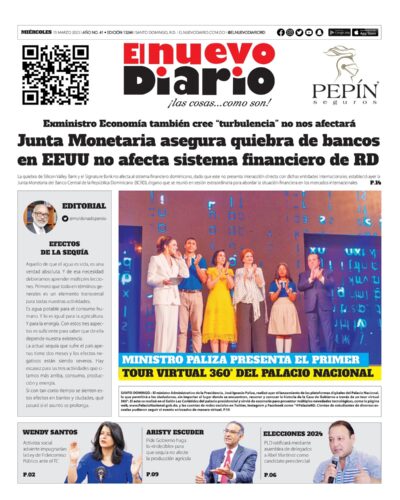 Portada Periódico El Nuevo Diario, Miércoles 15 Marzo, 2023