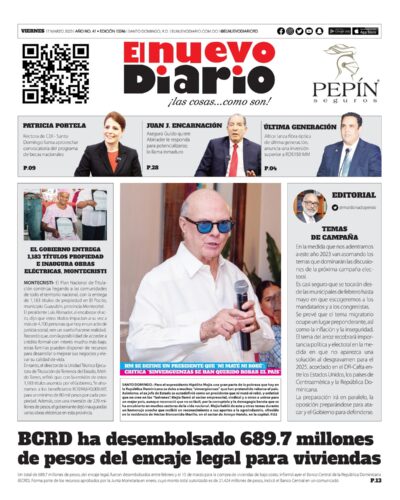 Portada Periódico El Nuevo Diario, Viernes 17 Marzo, 2023