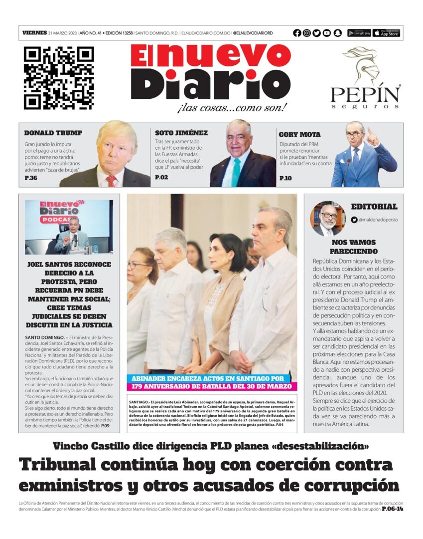 Portada Periódico El Nuevo Diario, Viernes 31 Marzo, 2023
