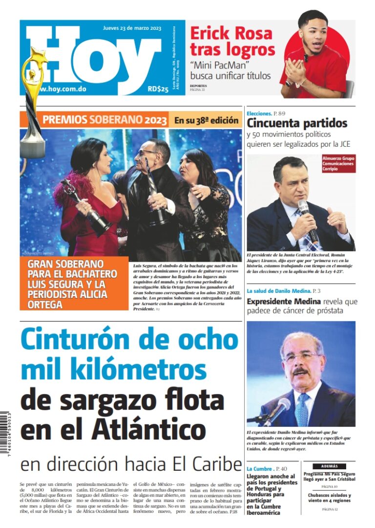 Portada Periódico Hoy, Jueves 23 Marzo, 2023