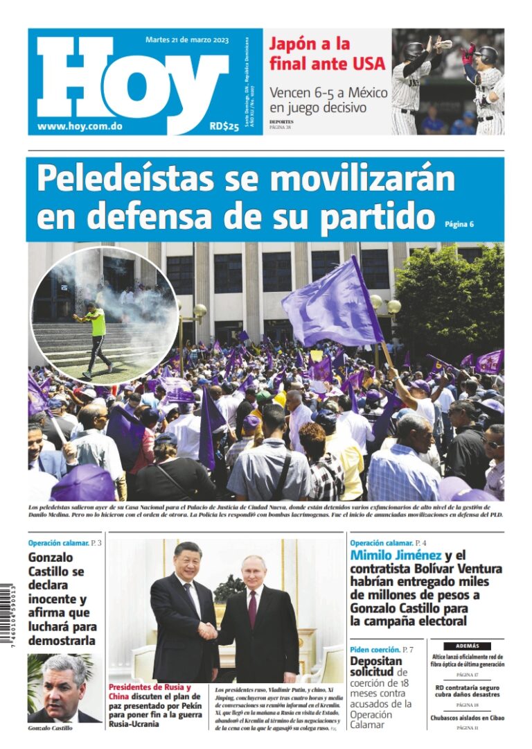 Portada Periódico Hoy, Martes 21 Marzo, 2023