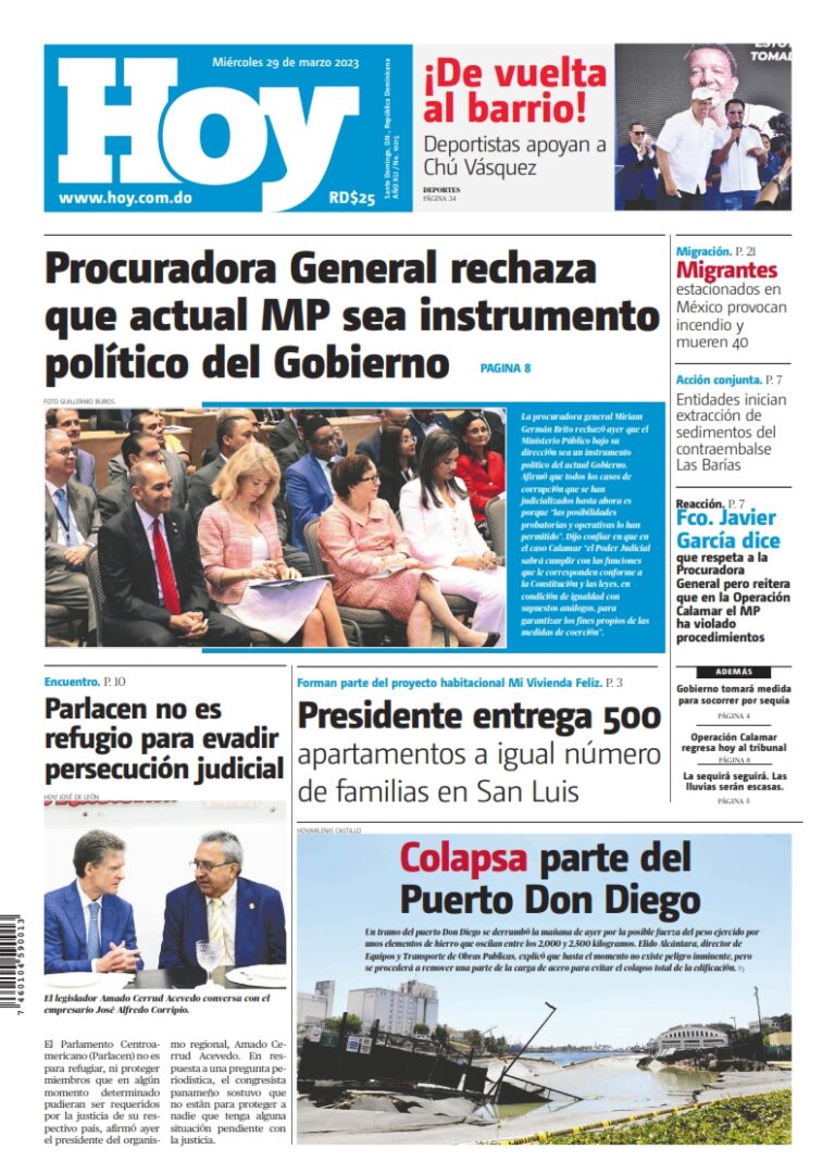 Portada Periódico Hoy, Miércoles 29 Marzo, 2023