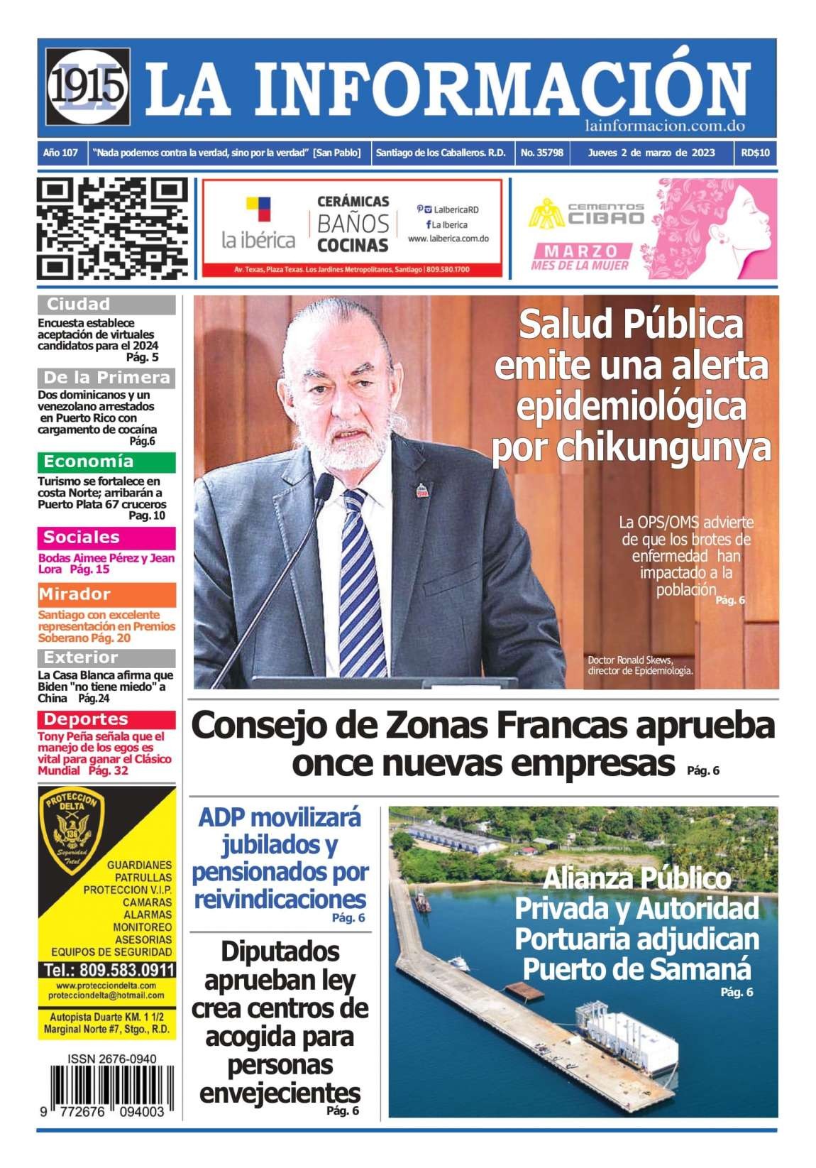 Portada Periódico La Información, Jueves 02 Marzo, 2023