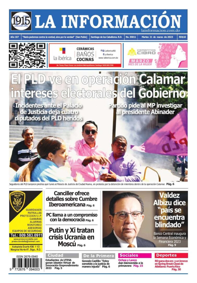 Portada Periódico La Información, Martes 21 Marzo, 2023