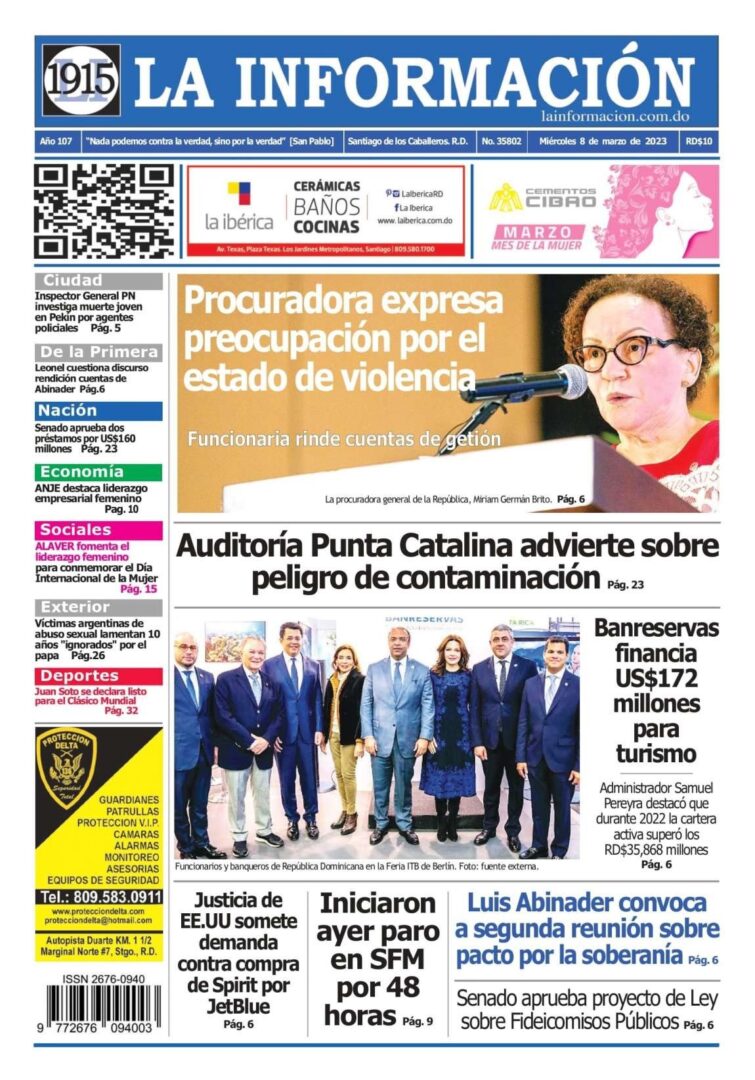 Portada Periódico La Información, Miércoles 08 Marzo, 2023