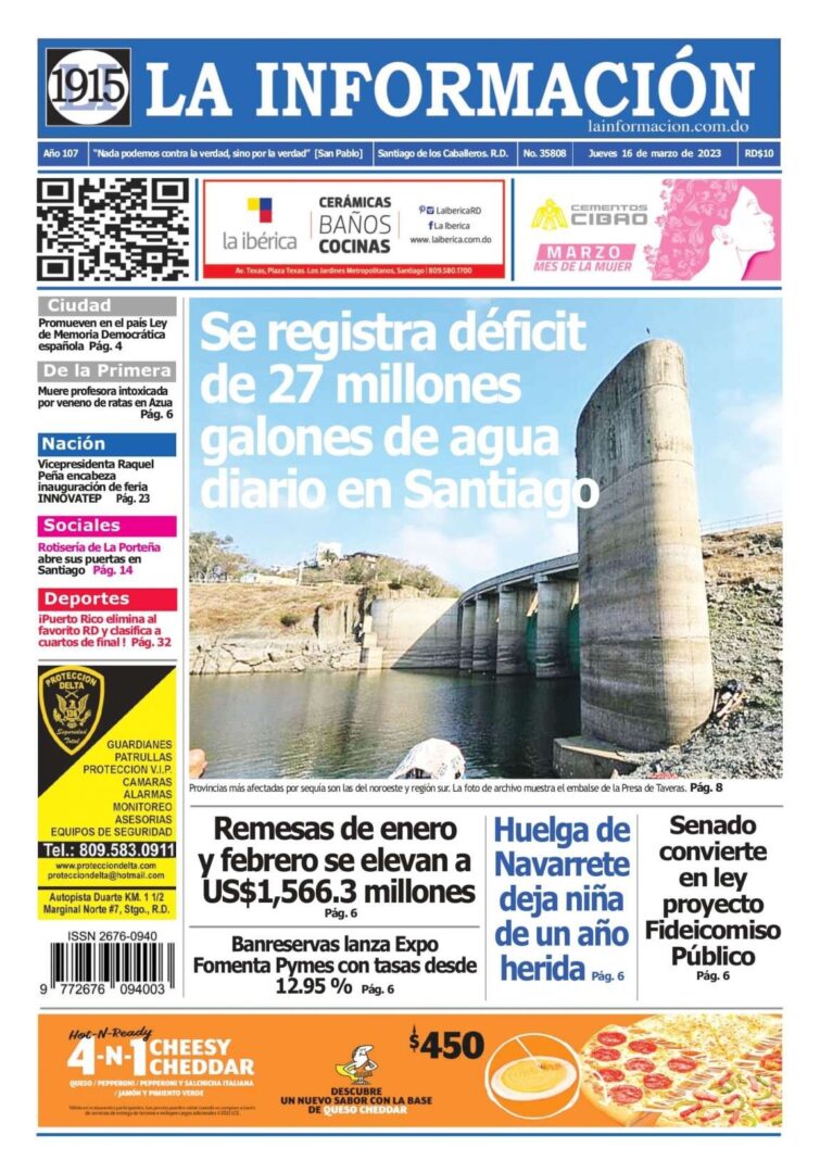 Portada Periódico La Información, Miércoles 15 Marzo, 2023