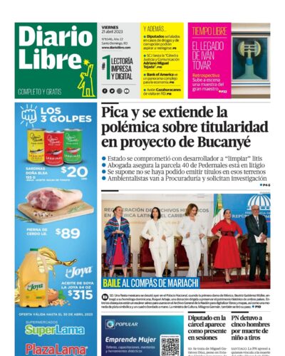 Portada Periódico Diario Libre, Viernes 21 Abril, 2023