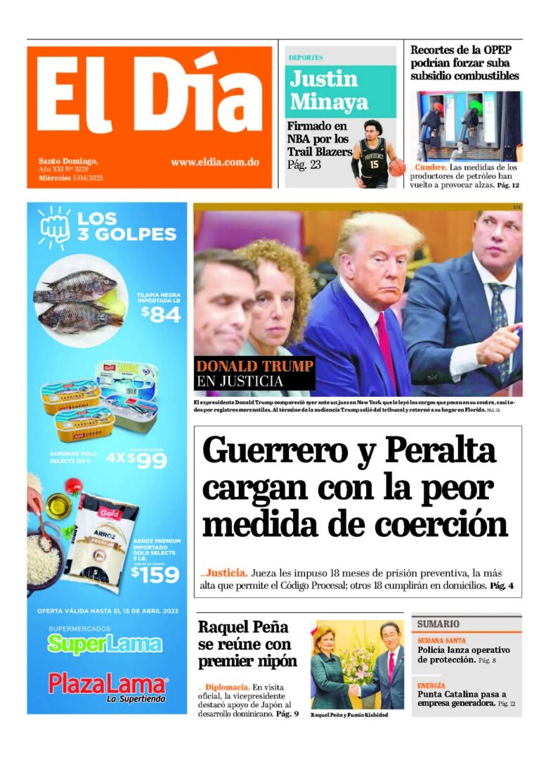 Portada Periódico El Día, Miércoles 05 Abril, 2023