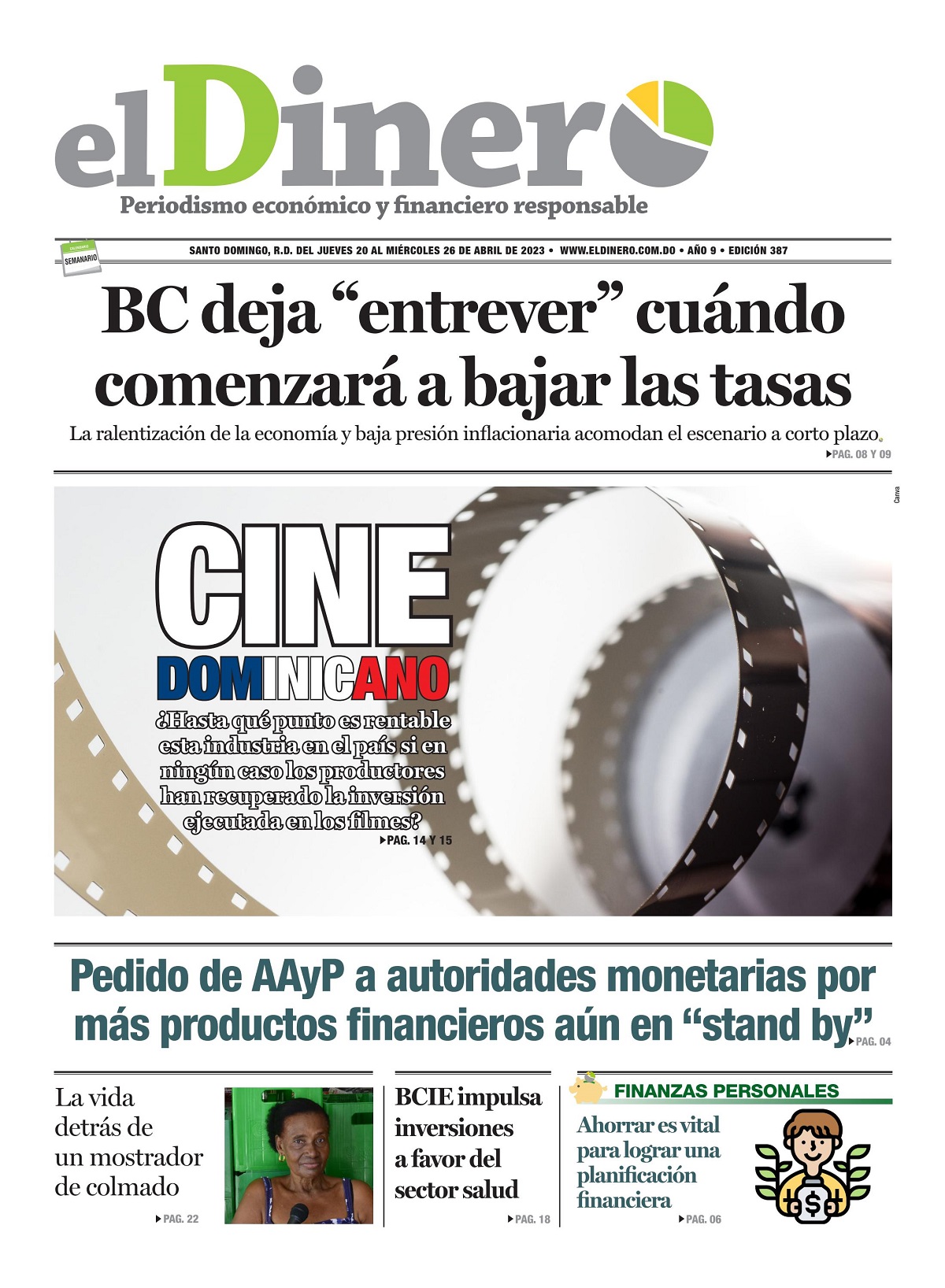 Portada Periódico El Dinero, Jueves 20 Abril, 2023