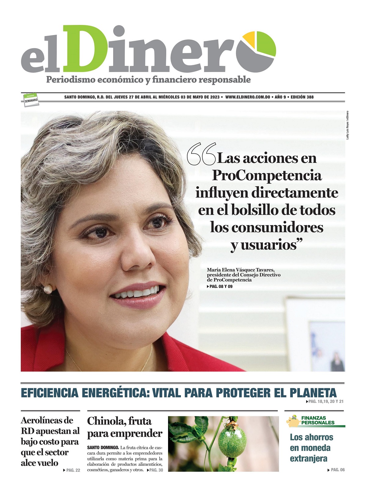 Portada Periódico El Dinero, Jueves 27 Abril, 2023