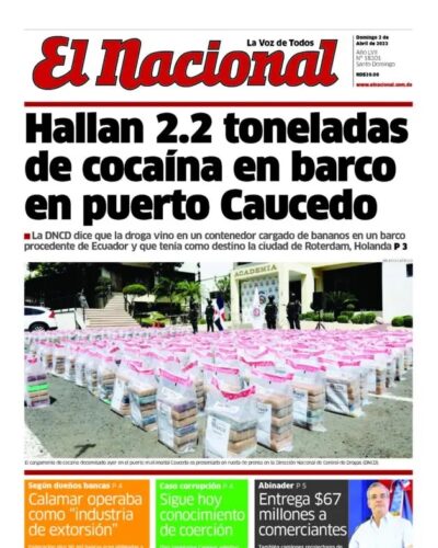 Portada Periódico El Nacional, Domingo 02 Abril, 2023