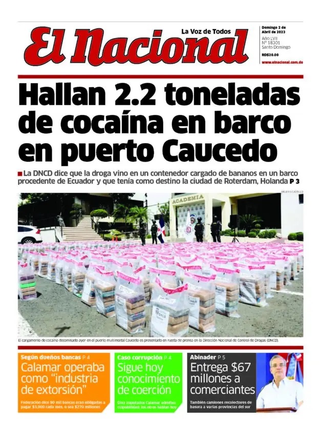 Portada Periódico El Nacional, Domingo 02 Abril, 2023