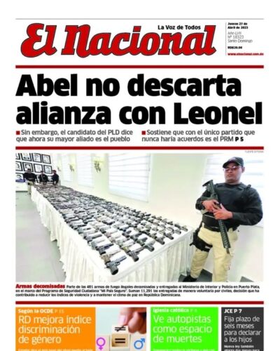 Portada Periódico El Nacional, Jueves 27 Abril, 2023