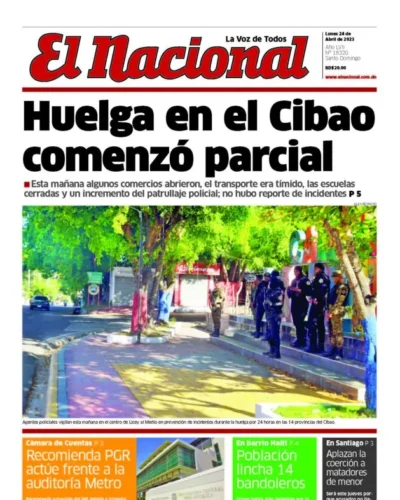 Portada Periódico El Nacional, Lunes 24 Abril, 2023