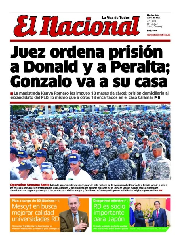 Portada Periódico El Nacional, Martes 04 Abril, 2023