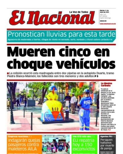 Portada Periódico El Nacional, Martes 11 Abril, 2023