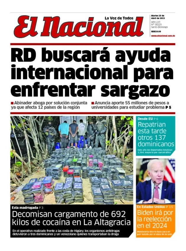 Portada Periódico El Nacional, Martes 25 Abril, 2023