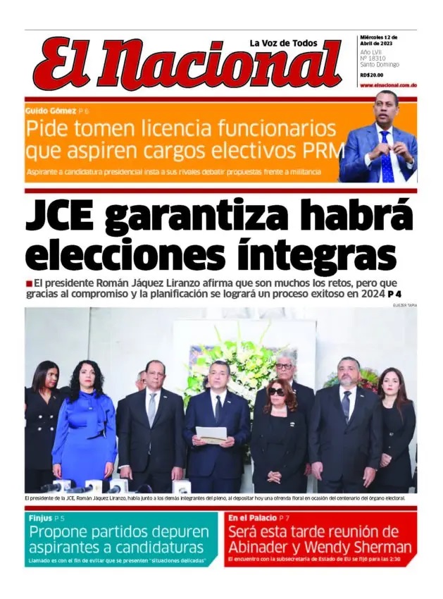 Portada Periódico El Nacional, Miércoles 12 Abril, 2023
