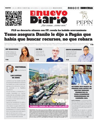Portada Periódico El Nuevo Diario, Martes 11 Abril, 2023