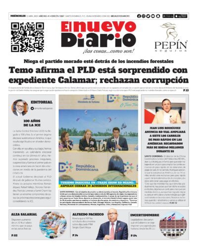 Portada Periódico El Nuevo Diario, Miércoles 12 Abril, 2023