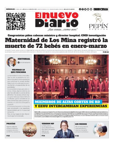 Portada Periódico El Nuevo Diario, Miércoles 19 Abril, 2023