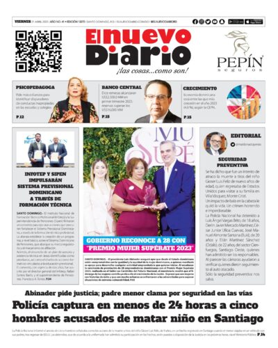 Portada Periódico El Nuevo Diario, Viernes 21 Abril, 2023
