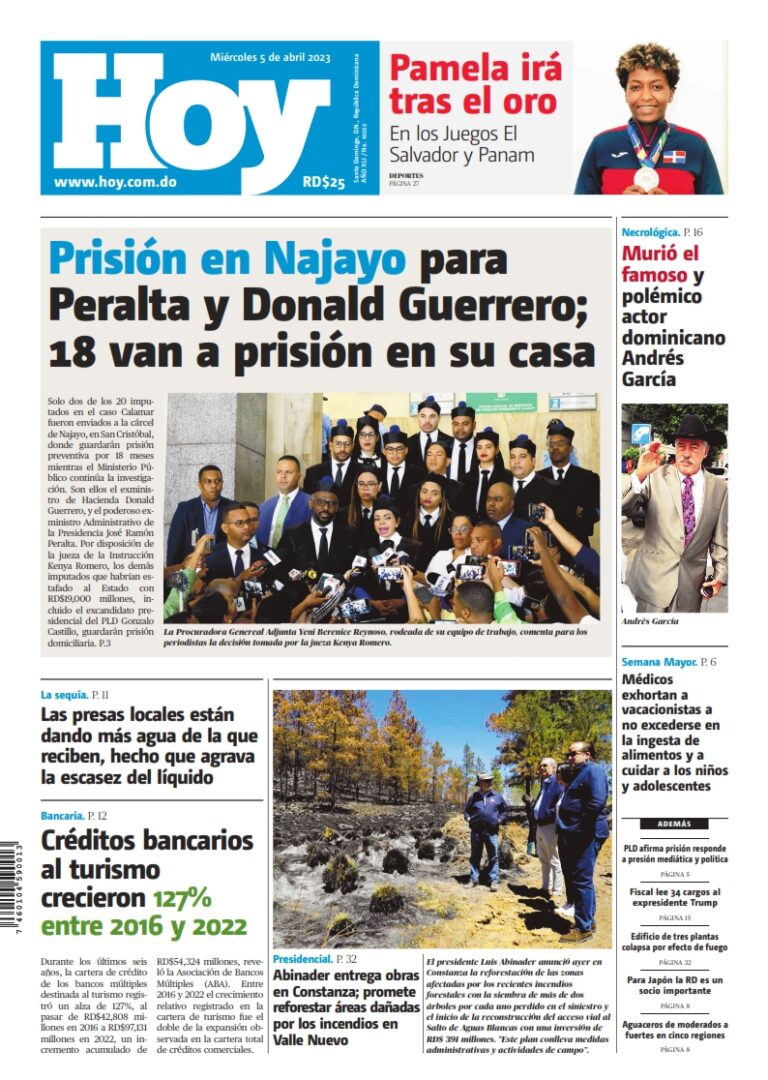 Portada Periódico Hoy, Miércoles 05 Abril, 2023