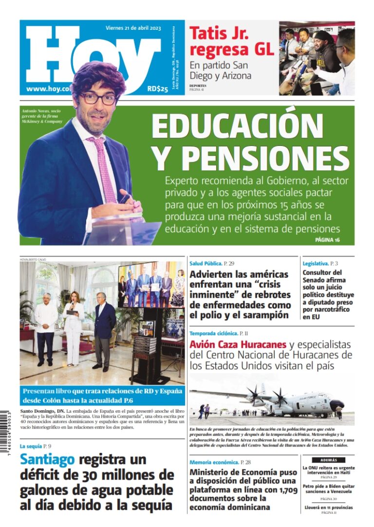 Portada Periódico Hoy, Viernes 21 Abril, 2023