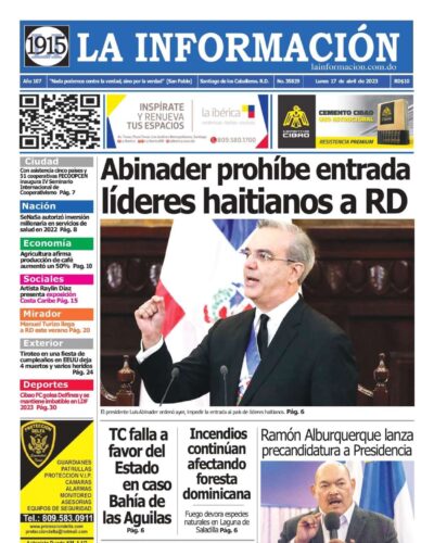 Portada Periódico La Información, Lunes 17 Abril, 2023