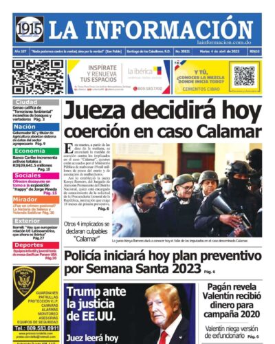 Portada Periódico La Información, Martes 04 Abril, 2023