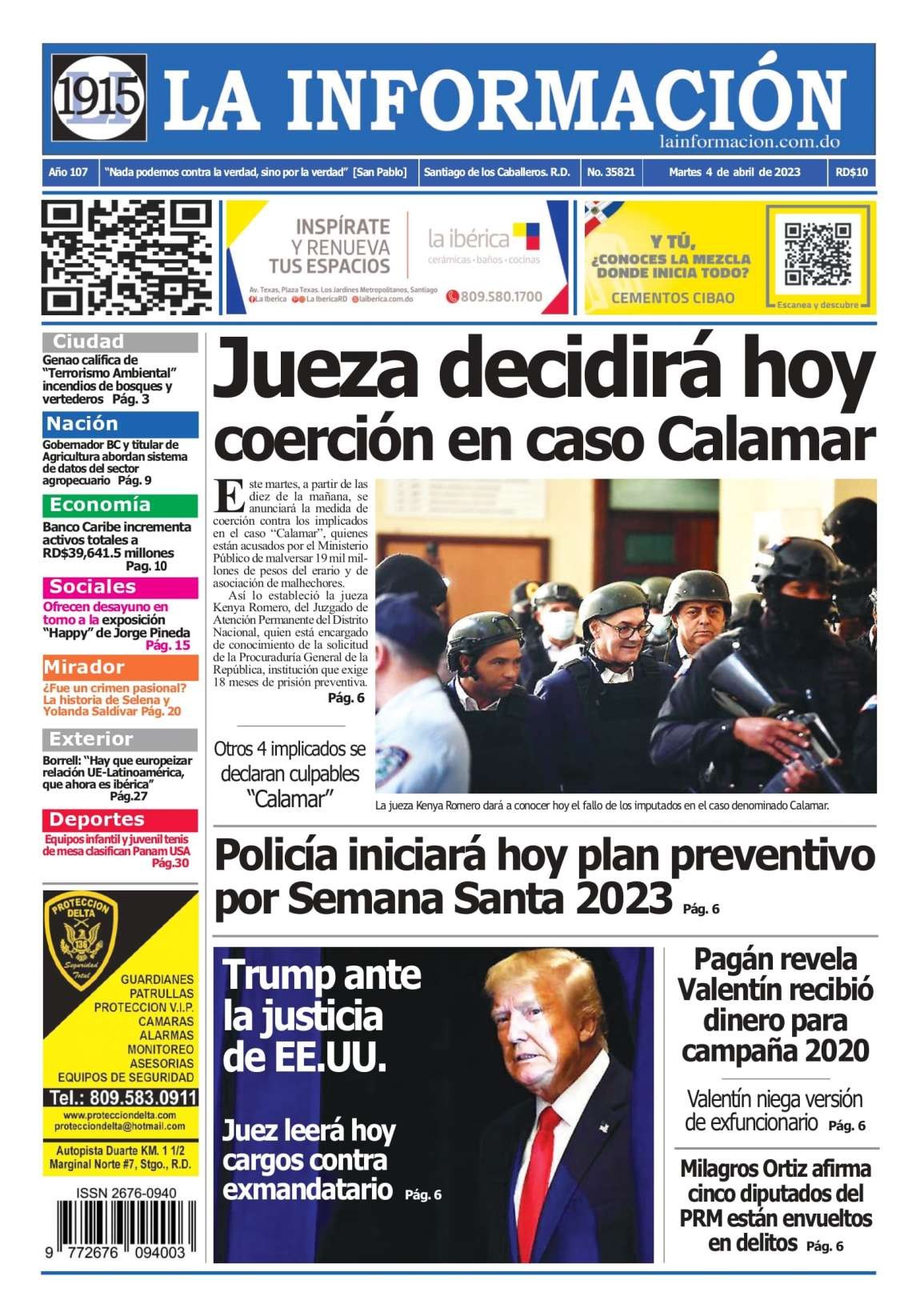 Portada Periódico La Información, Martes 04 Abril, 2023
