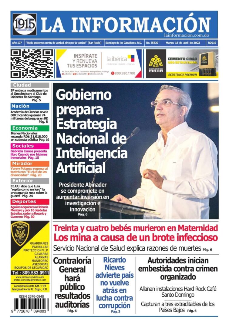 Portada Periódico La Información, Martes 18 Abril, 2023