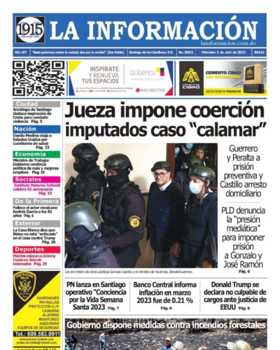 Portada Periódico La Información, Miércoles 05 Abril, 2023