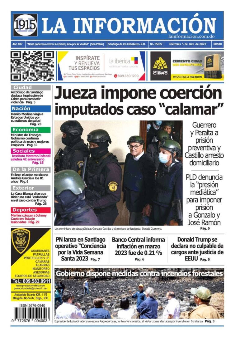 Portada Periódico La Información, Miércoles 05 Abril, 2023