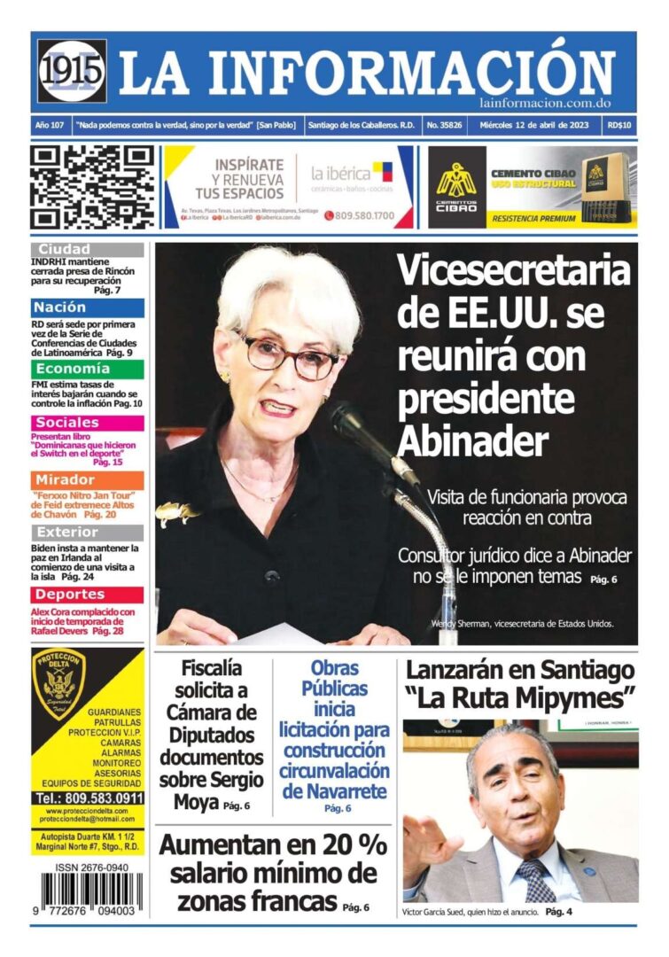 Portada Periódico La Información, Miércoles 12 Abril, 2023