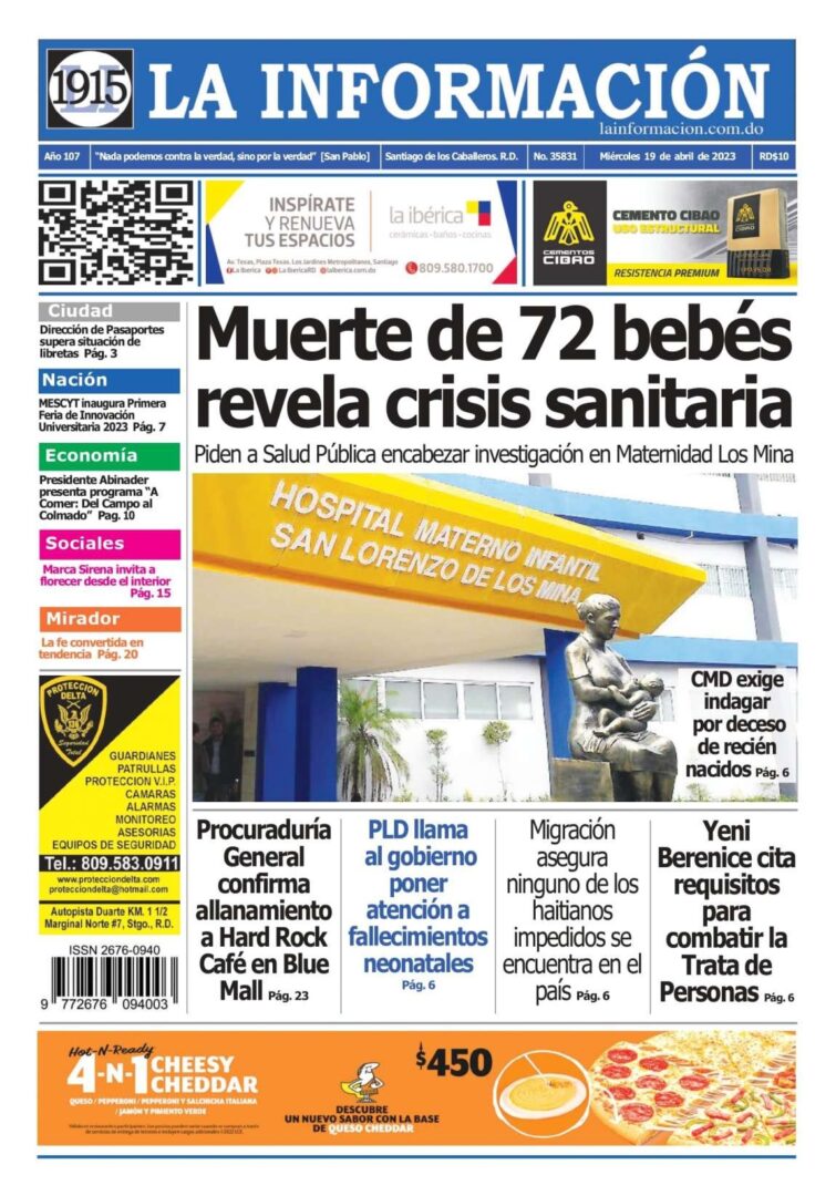 Portada Periódico La Información, Miércoles 19 Abril, 2023