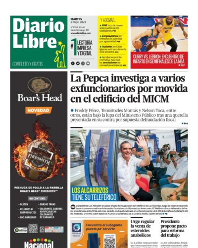 Portada Periódico Diario Libre, Martes 02 Abril, 2023