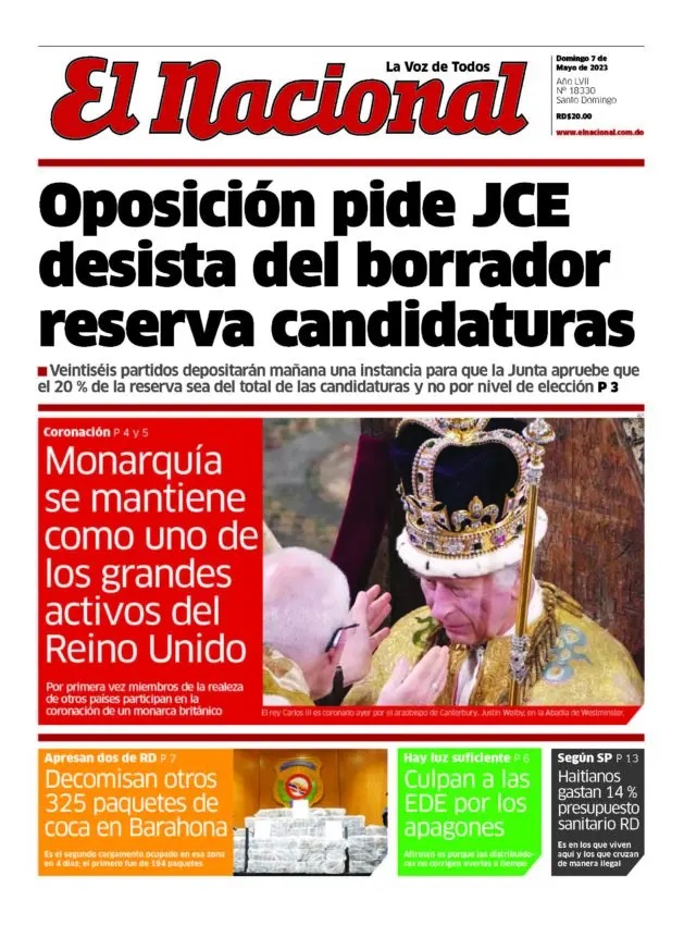 Portada Periódico El Nacional, Domingo 07 Mayo, 2023