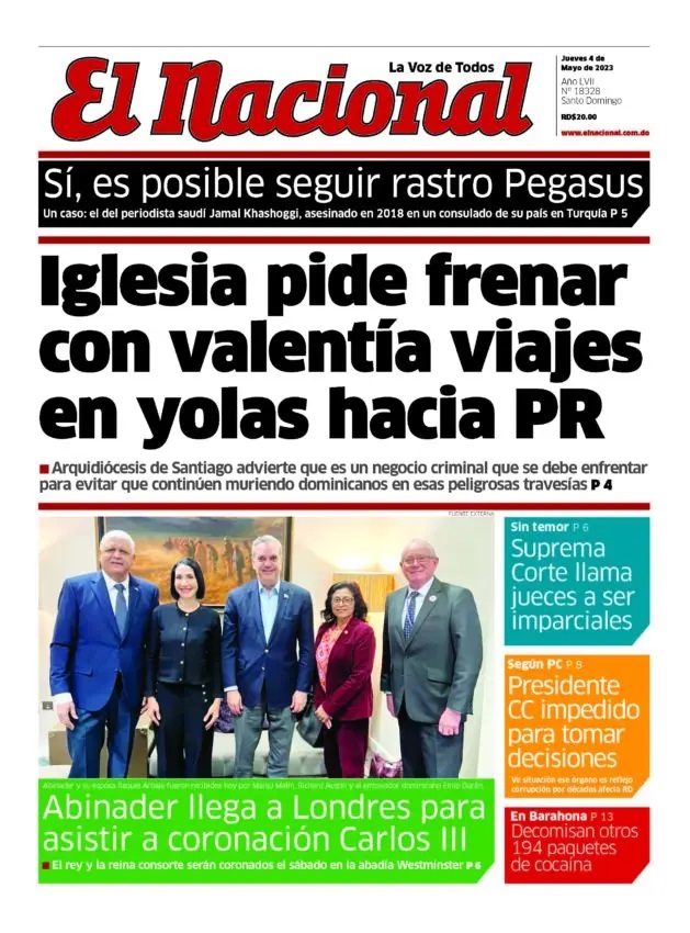 Portada Periódico El Nacional, Jueves 04 Abril, 2023