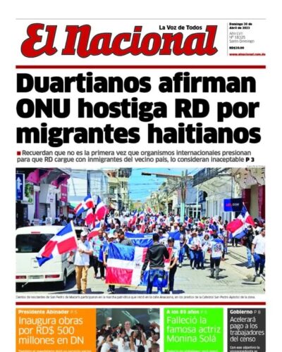 Portada Periódico El Nacional, Lunes 01 Abril, 2023