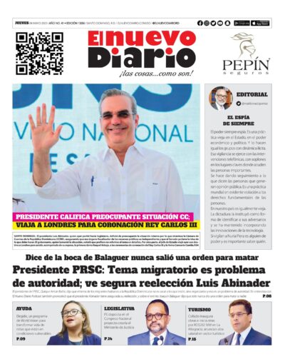 Portada Periódico El Nuevo Diario, Jueves 04 Abril, 2023