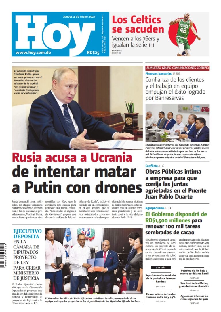Portada Periódico Hoy, Jueves 04 Abril, 2023