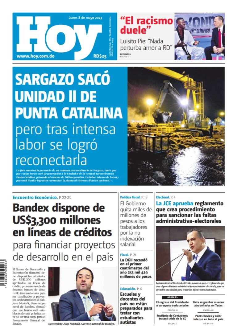 Portada Periódico Hoy, Lunes 08 Mayo, 2023