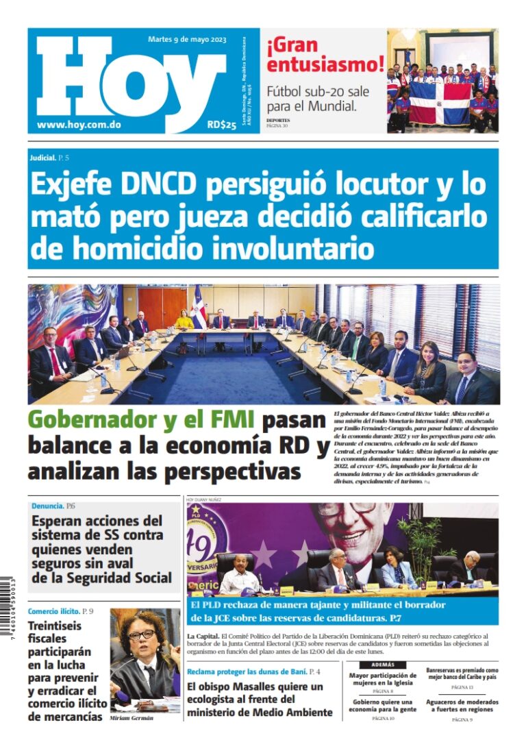 Portada Periódico Hoy, Martes 09 Mayo, 2023