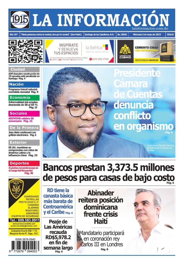 Portada Periódico La Información, Miércoles 03 Abril, 2023