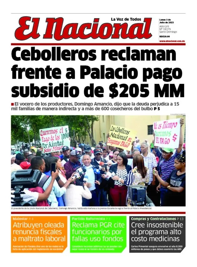 Portada Periódico El Nacional, Domingo 02 Julio, 2023